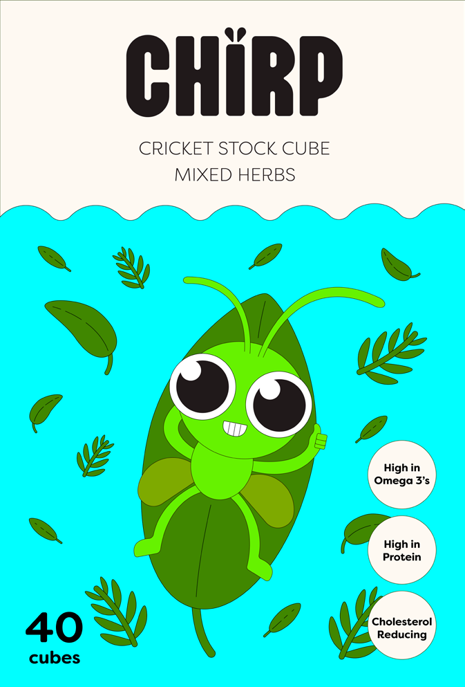 CHIRP Mixed Herbs cricket stock cube label front
