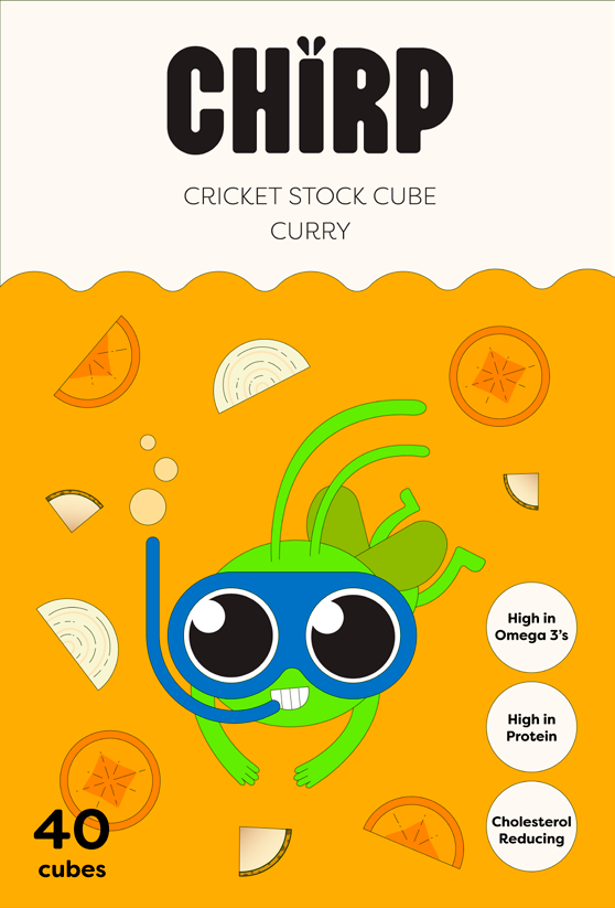 CHIRP Curry flavour cricket stock cube label